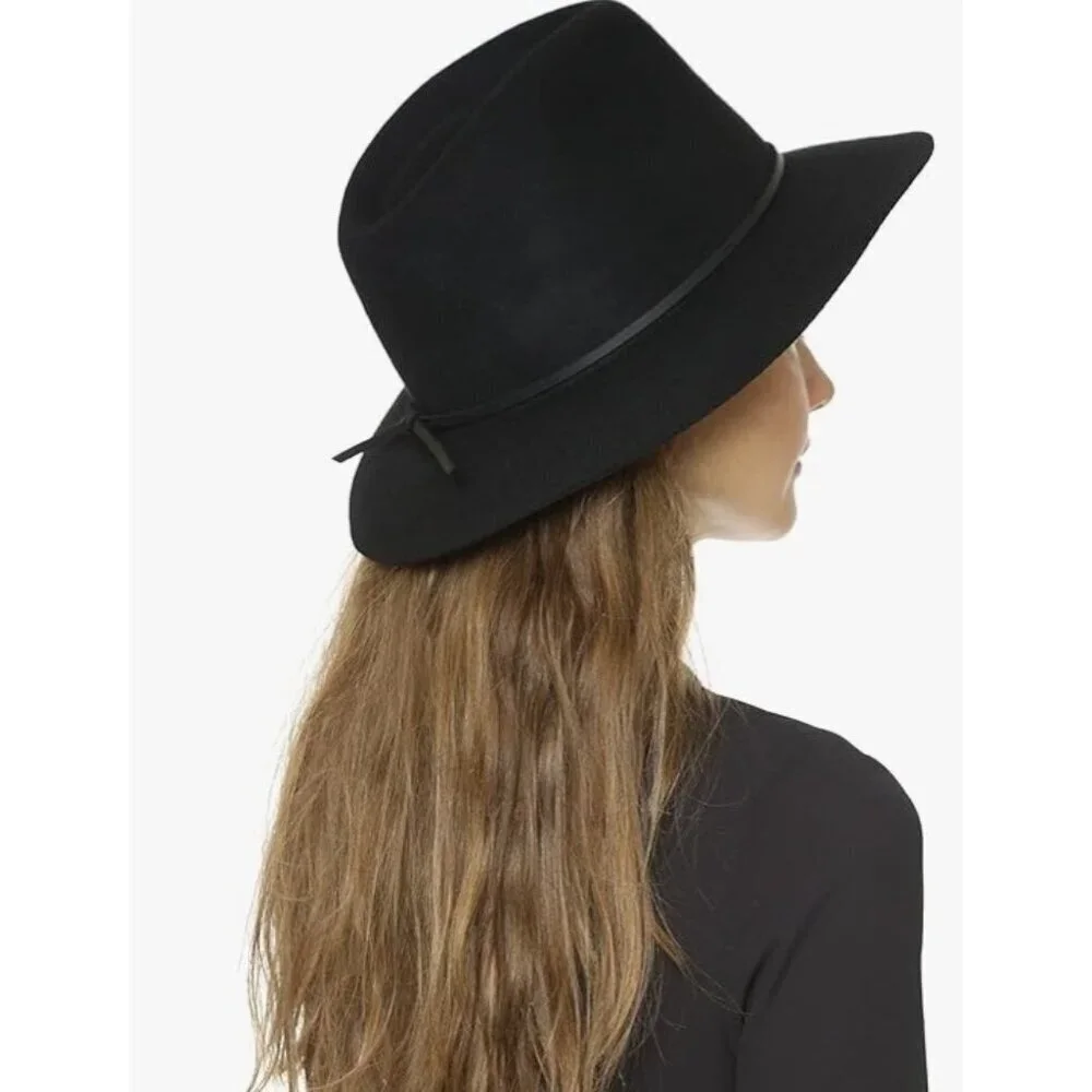 NWOT Brixton The Wesley Unisex Charcoal Wide Brim 100% Wool Felt Fedora L